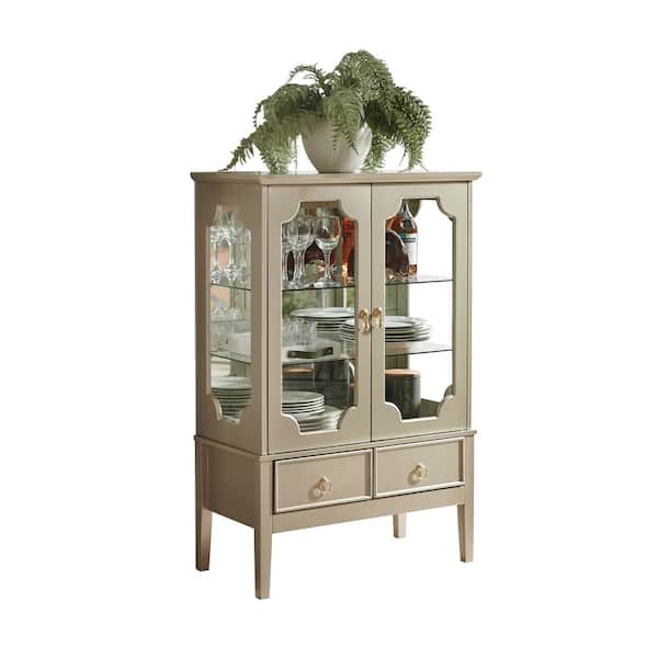 Signature Home SignatureHome Versailles Gold Finish 43 in. H Curio Storage Cabinet With 3 Interior Shelves. Dimension (28Lx15Wx43H)
