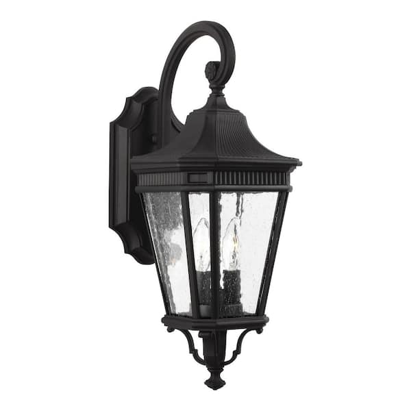 Generation Lighting Cotswold Lane 2-Light Black Outdoor 20.5 in. Wall Lantern Sconce