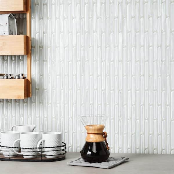Reed Super White 11.81 in. x 12.04 in. Polished Glass Wall Mosaic Tile (0.98 sq. ft./Each)