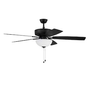 Pro Plus-211 52 in. Indoor Dual Mount Flat Black Ceiling Fan with Optional LED White Bowl Light Kit