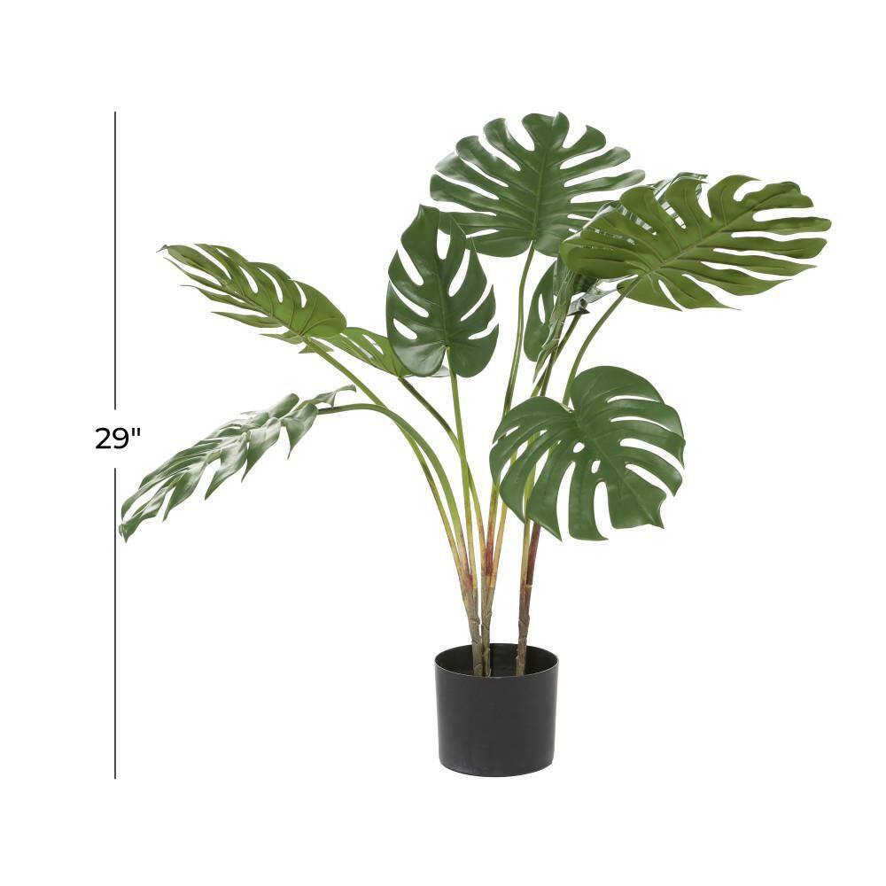 34" Green Plastic Potted Outdoor Monstera Plant