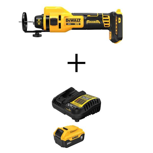 DEWALT 20V XR Lithium Ion Cordless Rotary Drywall Cut Out Tool with 20V MAX XR 5.0 Ah Battery Pack and Charger DCE555BWDCB205C The Home Depot