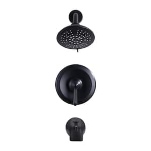 6 in. Single Handle 5-Spray Shower Faucet 1.8 GPM with Pressure Balance and Tub Spout,Corrosion Resistant in Matte Black