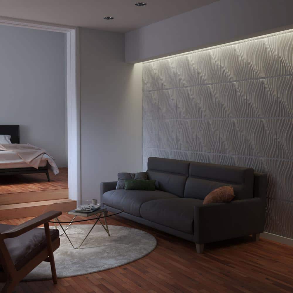 White Textured PVC 3D Decorative Wall Panels, 20-Pack