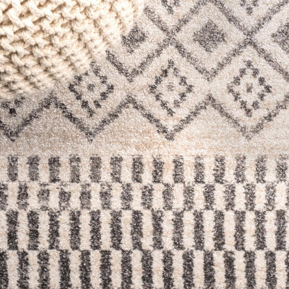 Ifrane Gray and Cream Geometric Stripe 3x5 Area Rug