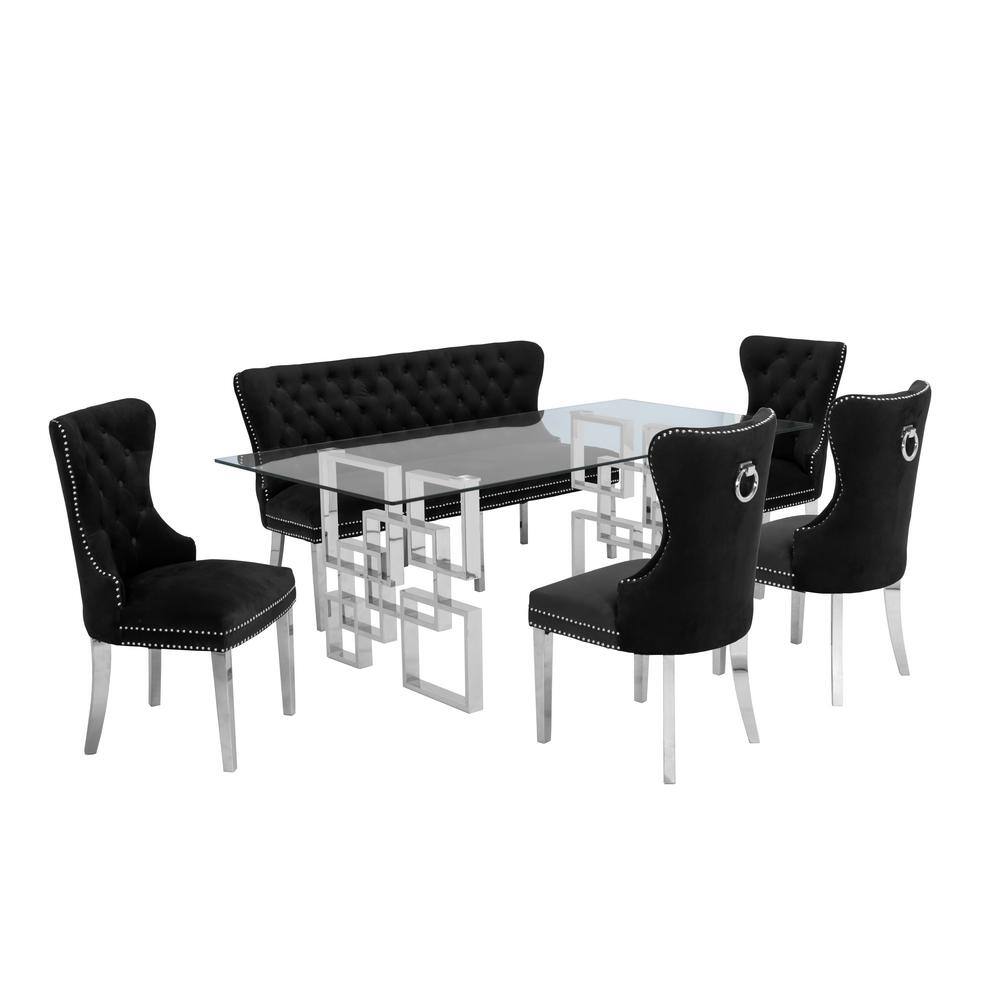 Best Quality Furniture Dominga 6Piece Glass Top with Stainless Steel