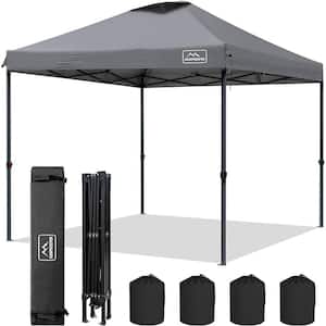 Dark Grey 3-Adjustable Height 10 ft. x 10 ft. Pop-up Canopy Tent with Wheeled Carrying Bag, 4-Ropes and 4-Stakes