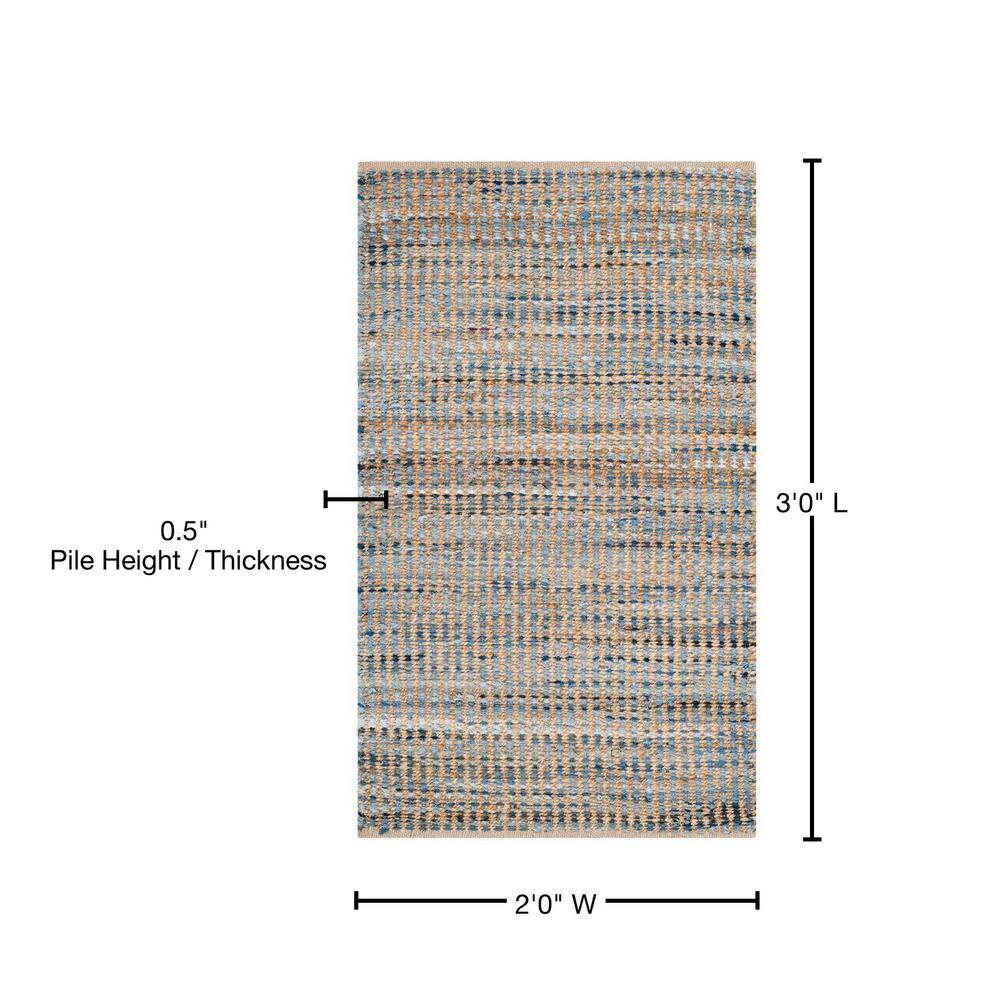 Hand-Knotted Coastal Charm Blue Jute 2' x 3' Area Rug