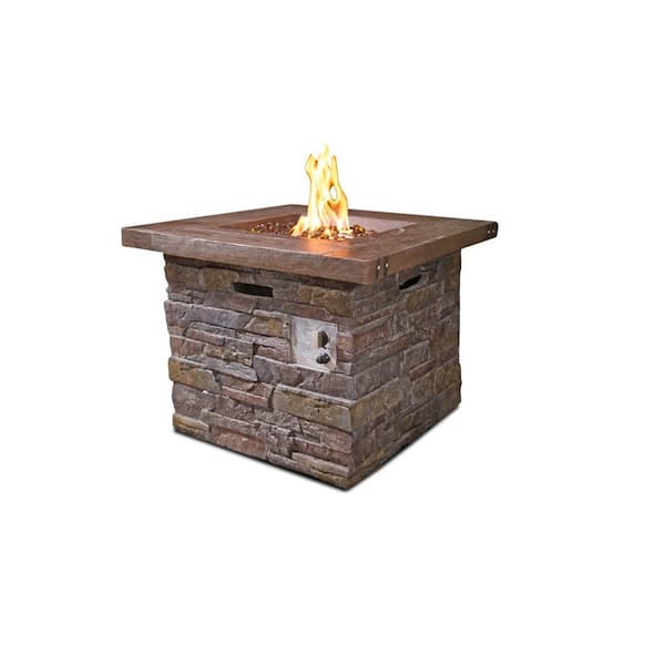 Northlight 30.25 in. Classic Stone Square Gas Fire Pit