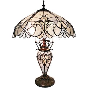23 in. Tiffany Style Jagged Edge Glass-Base Table Desk Banker Lamp