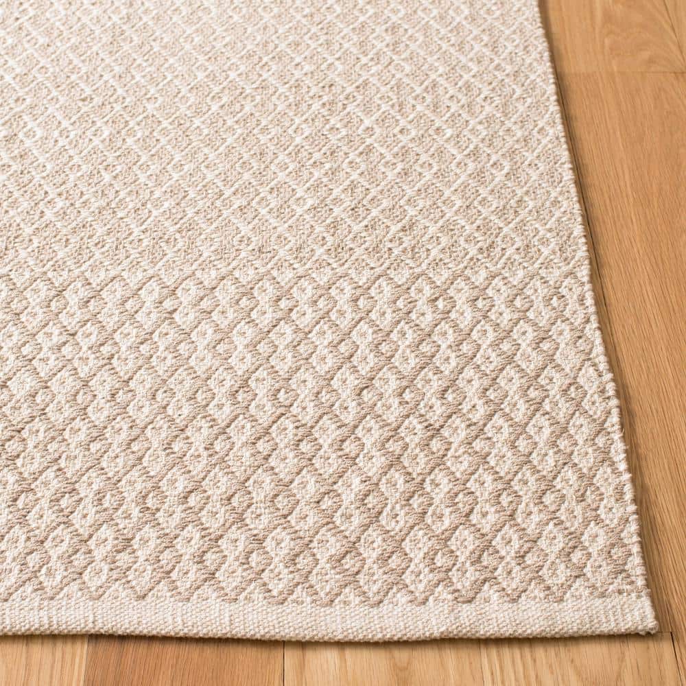 Ivory and Grey Hand Woven Cotton Square Area Rug
