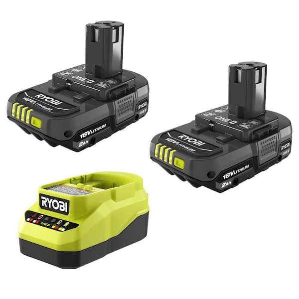 ONE+ 18V Lithium-Ion 2.0 Ah Compact Battery (2-Pack) with 18V Lithium-Ion Charger