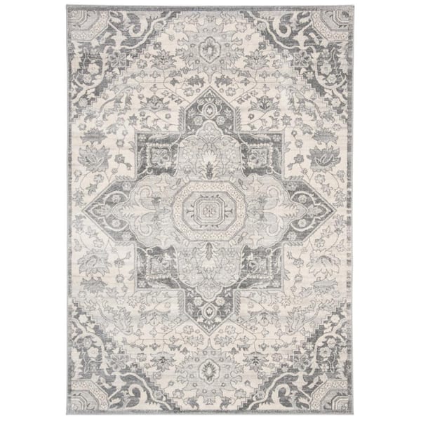 SAFAVIEH Brentwood Gray/Cream Doormat 3 ft. x 5 ft. Geometric Area Rug