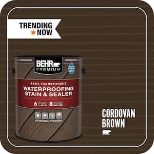 1 gal. #ST-104 Cordovan Brown Semi-Transparent Waterproofing Exterior Wood Stain and Sealer