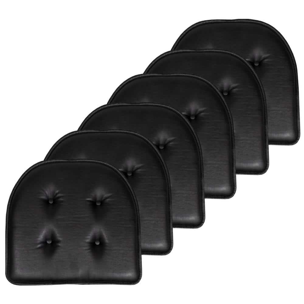 Faux Leather Memory Foam Tufted U-Shape 16 in. x 17 in. Non-Slip Indoor/Outdoor Chair Seat Cushion (6-Pack), Black price history on PriceWatchPro