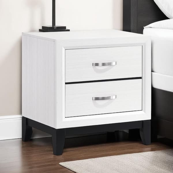 Ameya White and Black 2 Drawer 16.5 in W Nightstand