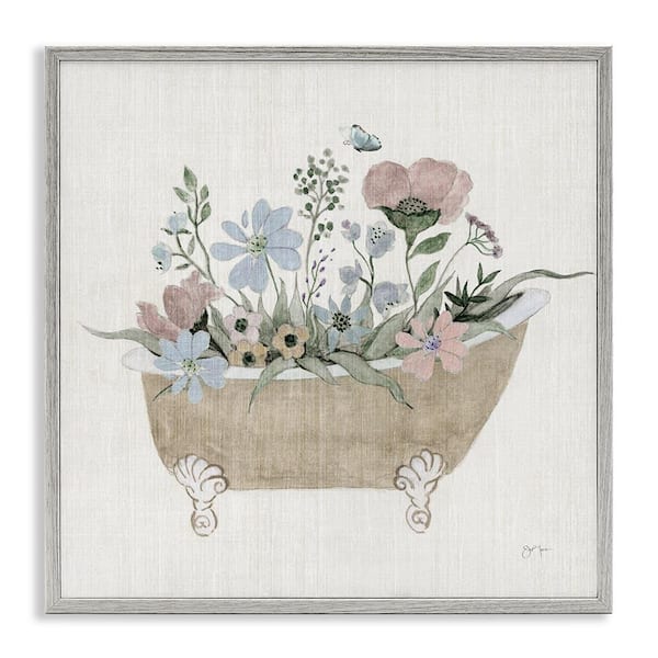 Stupell Industries Rustic Botanicals in Tub by Janet Tava Gray Framed Nature Giclee Art Print 12 in. x 12 in.