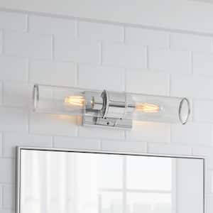 Laurel Falls 19.75 in. 2-Light Chrome Bathroom Vanity Light with Clear Glass Shades