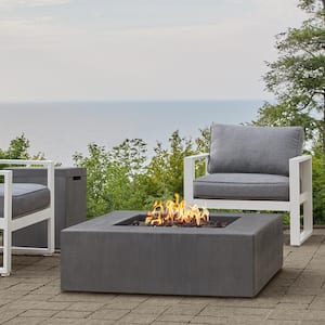Matteau 40 in. Square Concrete Composite Natural Gas Fire Table in Carbon with Vinyl Cover