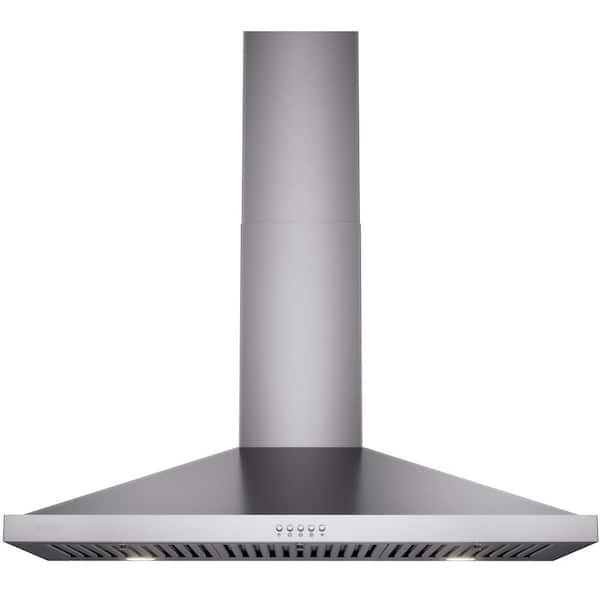 36 in. 380 CFM Convertible Kitchen Wall Mount Range Hood in Stainless Steel with Push Control, LEDs and Carbon Filters