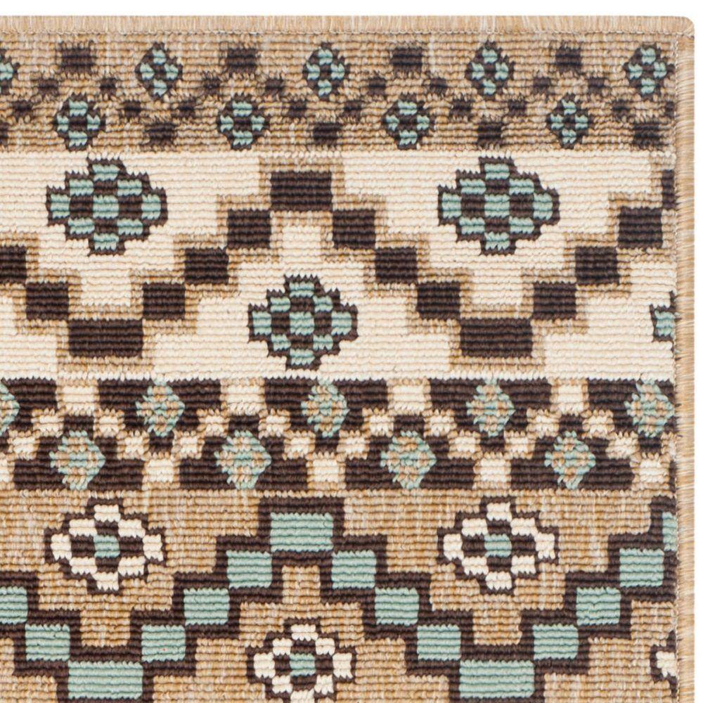 Veranda Blue and Brown Floral Synthetic Area Rug