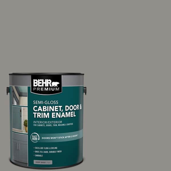BEHR PREMIUM 1 gal. #HDC-AC-19 Grant Gray Semi-Gloss Enamel Interior/Exterior Cabinet, Door & Trim Paint