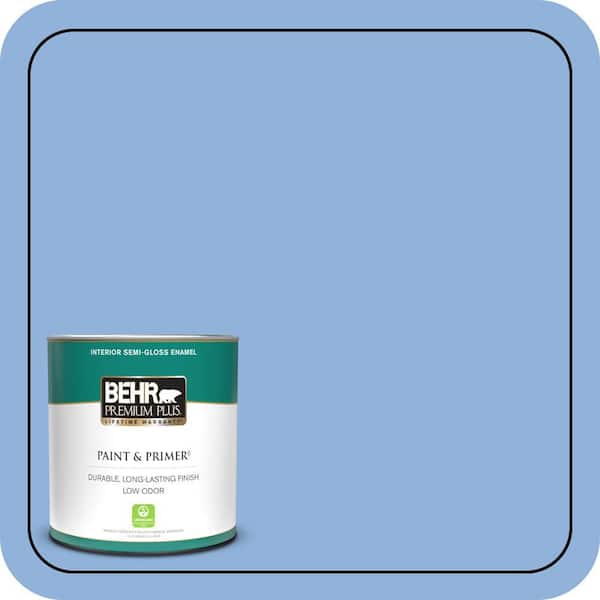 BEHR PREMIUM PLUS 1 qt. #580B-5 Cornflower Blue Semi-Gloss Enamel Low Odor Interior Paint & Primer