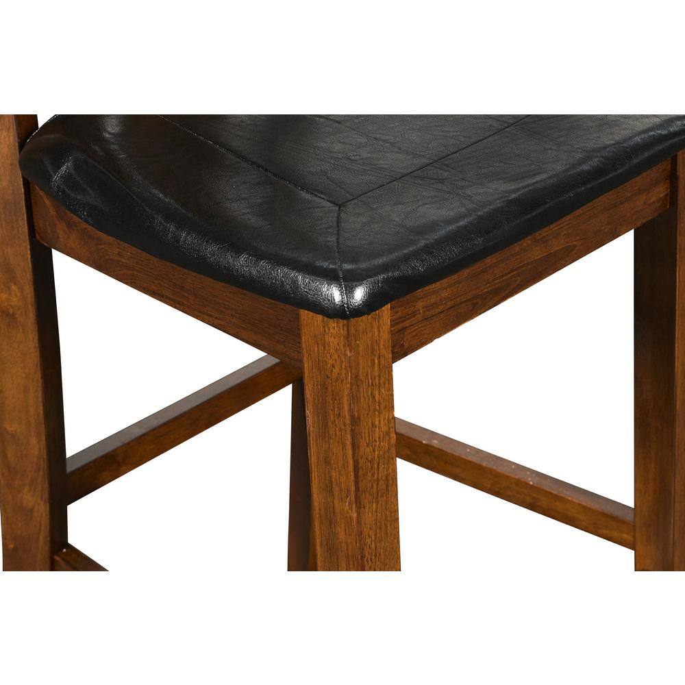 Dark Espresso Square Counter Dining Set with Faux Leather Seats