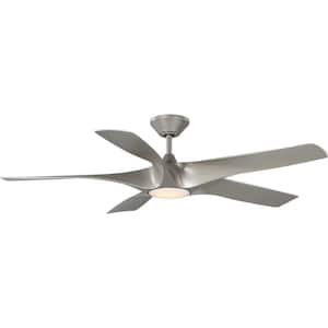 Vernal 60 in. Smart Indoor/Outdoor Integrated LED Nickel Contemporary Ceiling Fan with Remote for Living Room