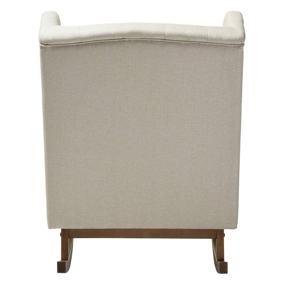 Light Beige Walnut Wingback Rocking Chair