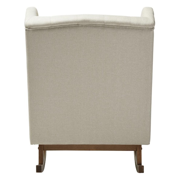 Baxton Studio Iona Mid Century Beige Fabric Upholstered Rocking