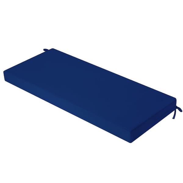 Angel Sar 42 in. x 18 in. Outdoor Bench Cushion with Ties, Replacement Loveseat Cushion for Patio Garden, Blue
