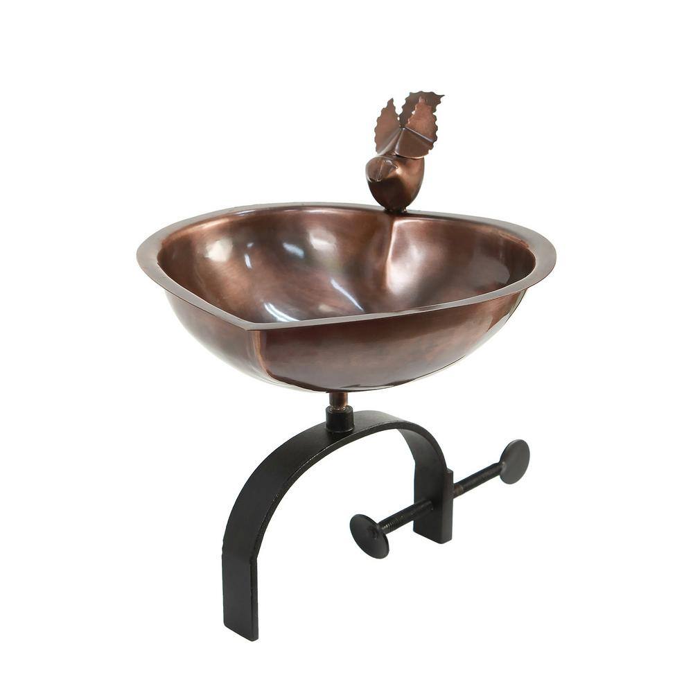 ACHLA DESIGNS 9 in. Dia, Antique Copper Heart Shaped Birdbath Bowl with ...