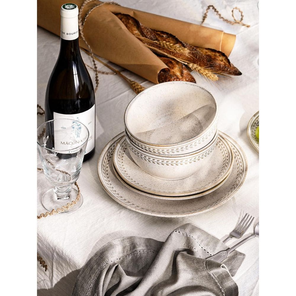 12-Piece Beige Ceramic Dinnerware Set Service for 4, Stoneware Dish Set, Chip Resistant, Microwave and Dishwasher Safe price history on PriceWatchPro