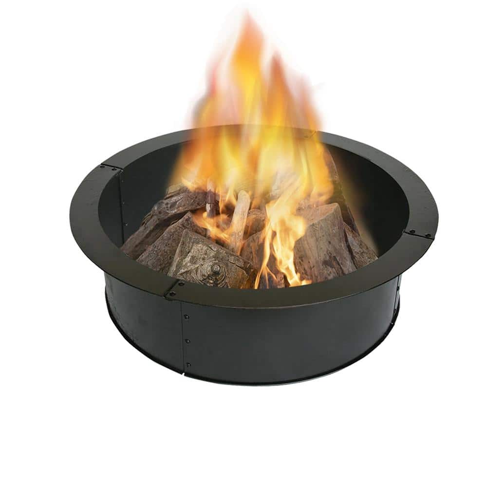 Black 36" Round Heavy-Duty Steel Fire Pit Ring