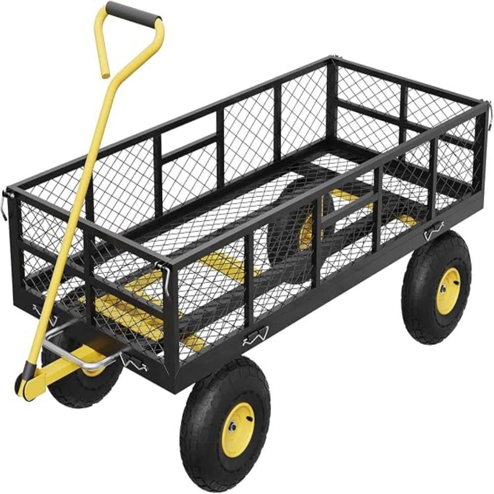 "900lbs Heavy Duty Steel Garden Dump Cart, Wagon with Removable Sides, 10"" Pneumatic Tires & 180° Swivel Handle" price history on PriceWatchPro