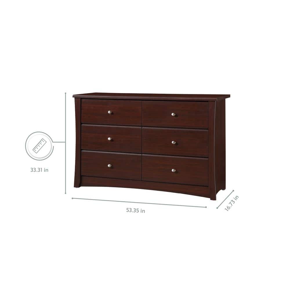 Espresso Crescent 6-Drawer Double Nursery Dresser, GREENGUARD Certified