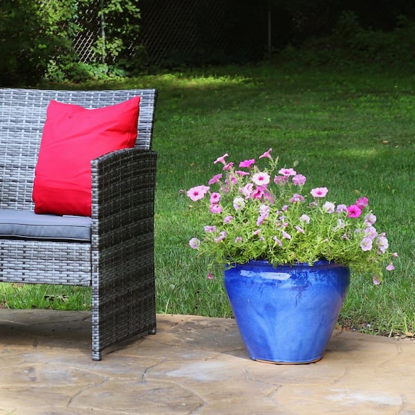 Sunnydaze Resort 13 in. Imperial Blue Ceramic Indoor/Outdoor