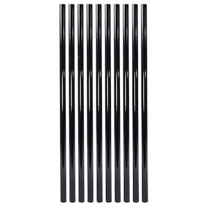 26 in. x 3/4 in. Gloss Black Steel Round Deck Railing Baluster (10-Pack)
