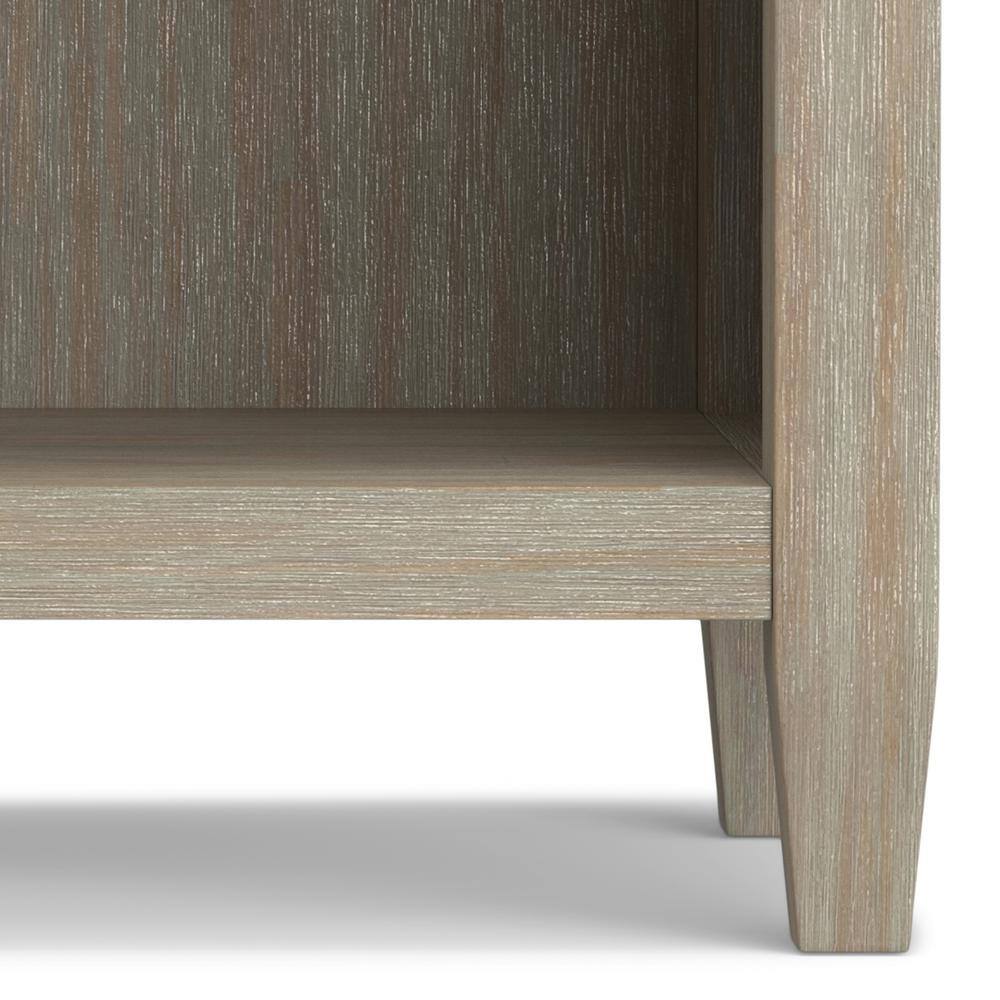 Distressed Gray Solid Wood 2-Drawer Nightstand with Open Shelf