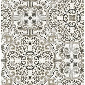 Florentine Grey Tile Grey Wallpaper Sample