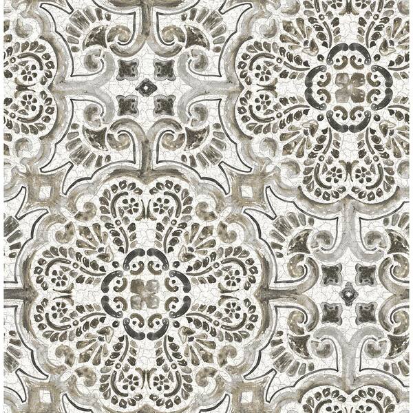 A-Street Prints Florentine Grey Tile Grey Wallpaper Sample