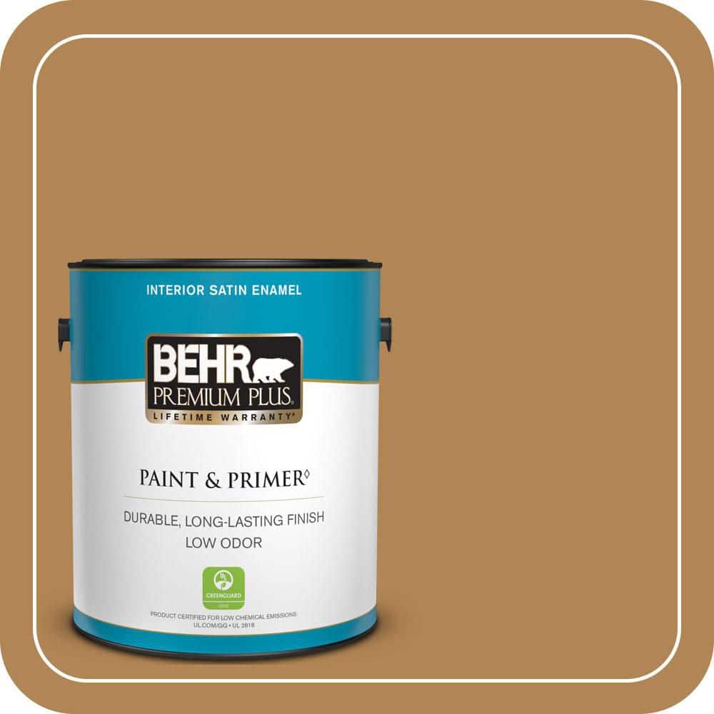 BEHR PREMIUM PLUS 1 gal. #S290-6 Golden Rice Satin Enamel Low Odor ...
