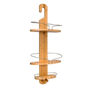 Hanging Shower Caddy in Natural Bamboo with 3-Tiers