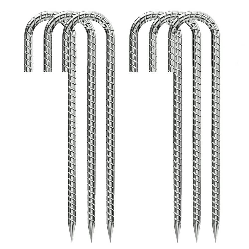 0.3 in. x 1 ft. Rebar Tent Stakes Silver J-Hook Ground Stakes for Outdoor Lawn, Inflatables, Canopy, Swing Set, 6 Pcs price history on PriceWatchPro