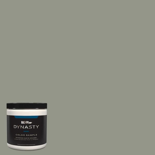 BEHR DYNASTY 8 oz. #ECC-36-1 Shady Willow Satin Enamel Stain-Blocking Interior/Exterior Paint Sample with Primer