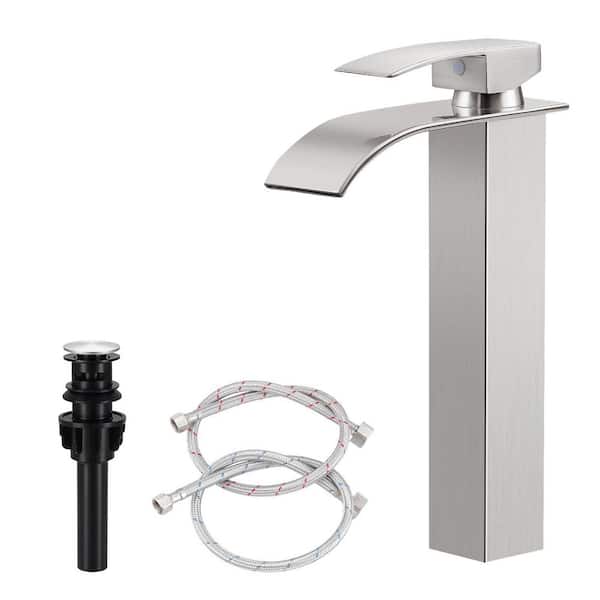 AKLFGN Waterfall Single Handle Vessel Sink Faucet with Pop-Up Drain in ...