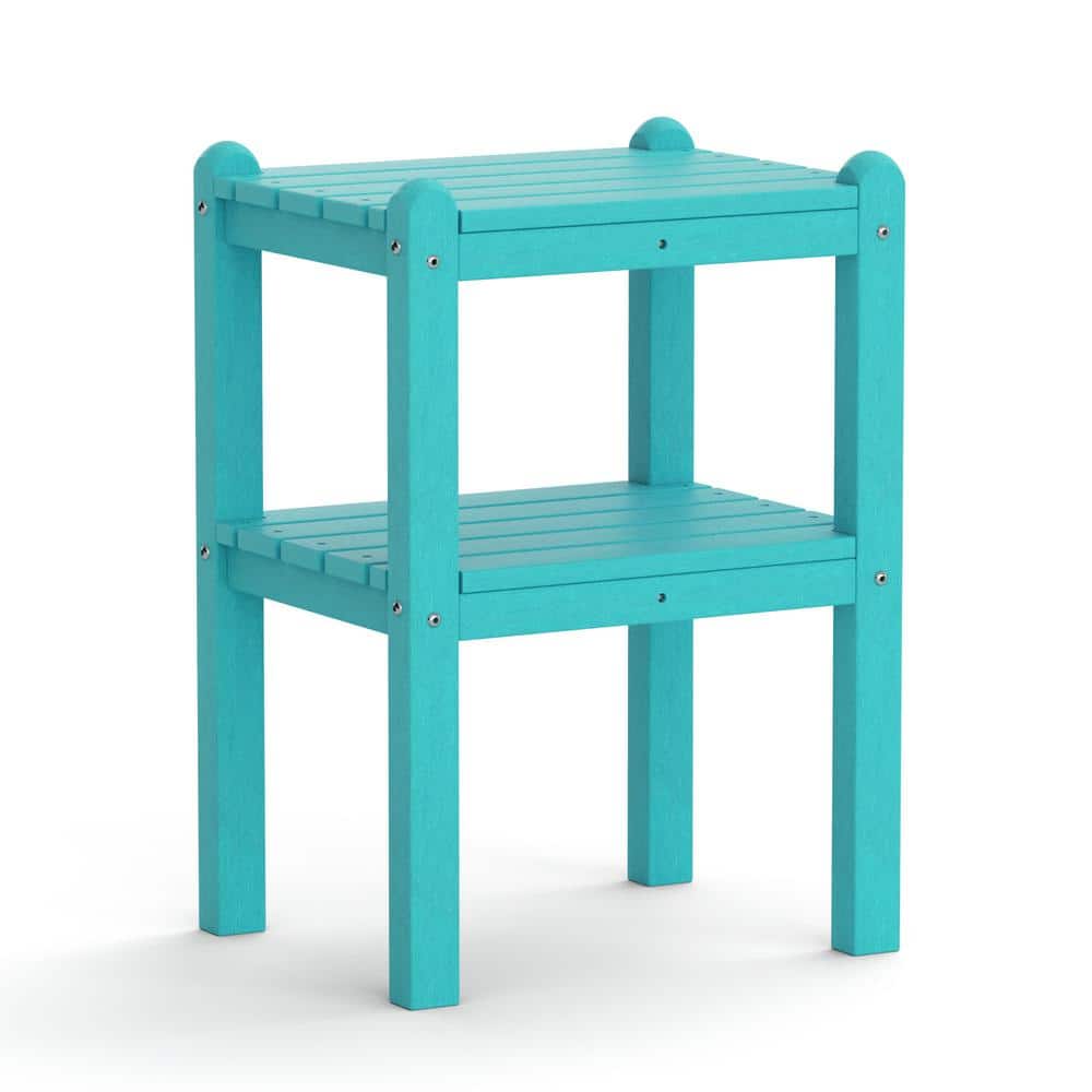 Modern Blue HDPE Plastic Double Outdoor Side Table