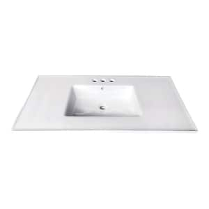 Continental 37 in. W x 22-1/16 in. D Ceramic White Rectangular Single Sink Vanity Top in White