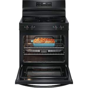 30 in. 5 Burner Element Freestanding Electric Range in Black with EvenTemp and Steam Clean